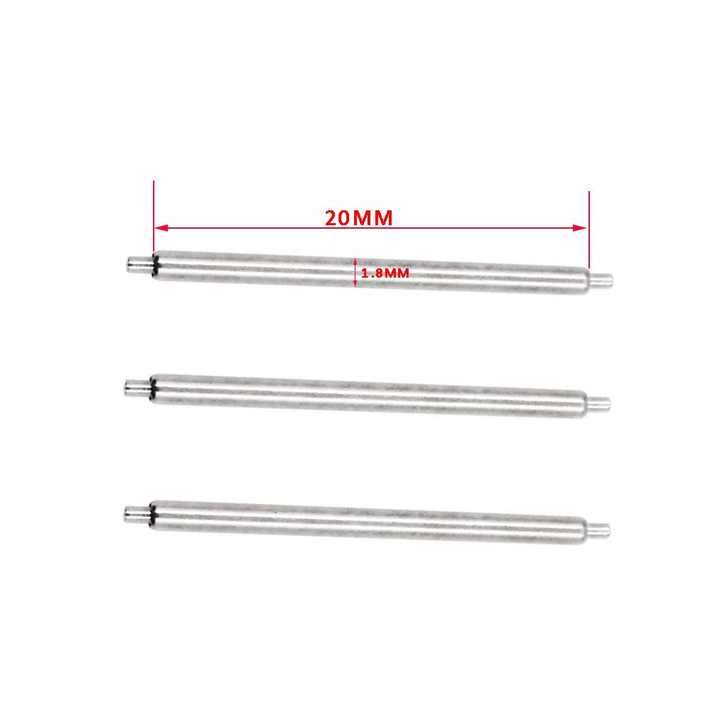LinkMejor 8PCS 20mm Stainless Steel Shoulderless Spring Bars