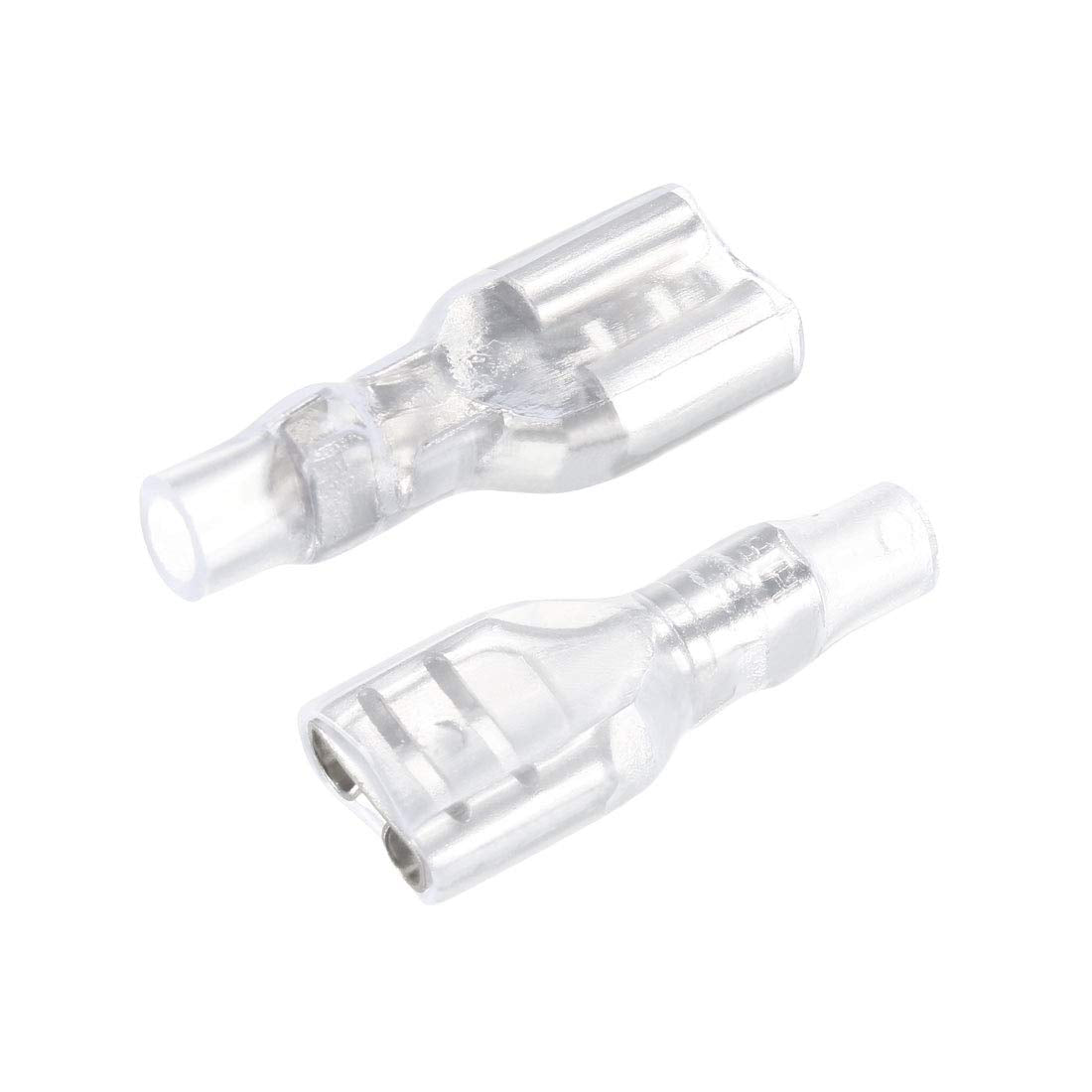 100pcs 6.3mm Wire Terminals Connector Quick Splice Female Spade Connect with Insulating Sleeve