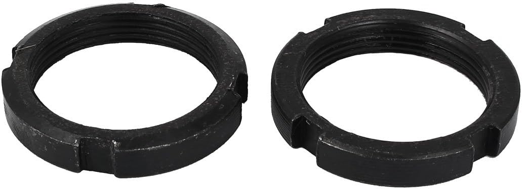 M36 x 1.5mm Pitch Carbon Steel Slotted Round Nuts GB812 2pcs