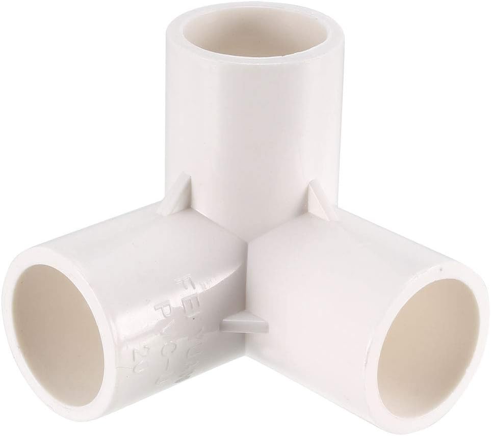 3 Way Elbow PVC Pipe Fitting Furniture Grade 20mm Size Tee Corner Fittings White 10pcs