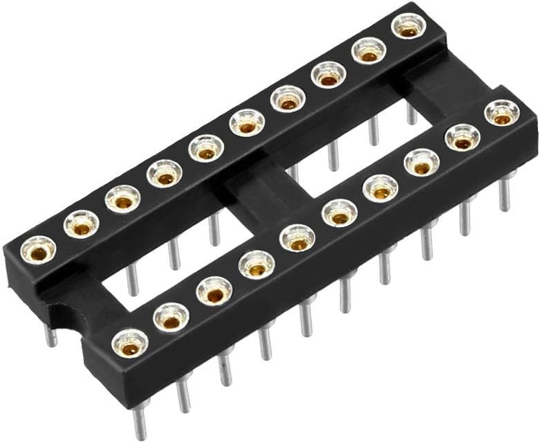 10pcs DIP IC Chip Socket Adaptor 2.54mm Pitch 7.6 Row Pitch 2 Row 20 Round Pins Soldering