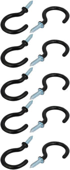13mm Opening Width 46mm Length Vinyl Coated Ceiling Cup Screw Hook Black 10pcs
