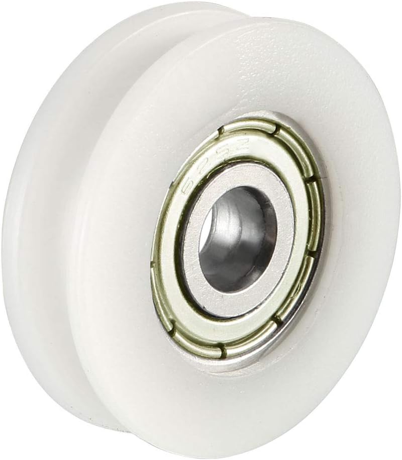 1.8mm Deep Metal V Groove Guide Bearing Pulley Rail Ball Wheel White 5x24x7mm 4pcs