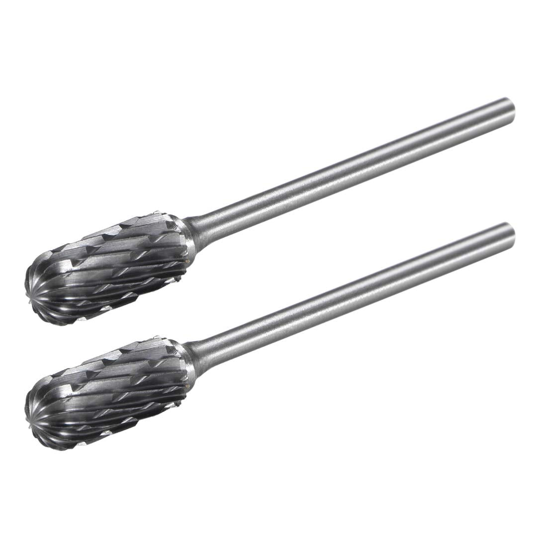 Tungsten Carbide Rotary Files 3/32" Shank, Double Cut Cylindrical Radius End Shape Rotary Burrs Tool 6mm Dia, for Die Grinder Drill Bit Wood Soft Metal Carving Polishing, 2pcs