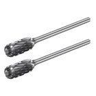 Tungsten Carbide Rotary Files 3/32" Shank, Double Cut Cylindrical Radius End Shape Rotary Burrs Tool 6mm Dia, for Die Grinder Drill Bit Wood Soft Metal Carving Polishing, 2pcs