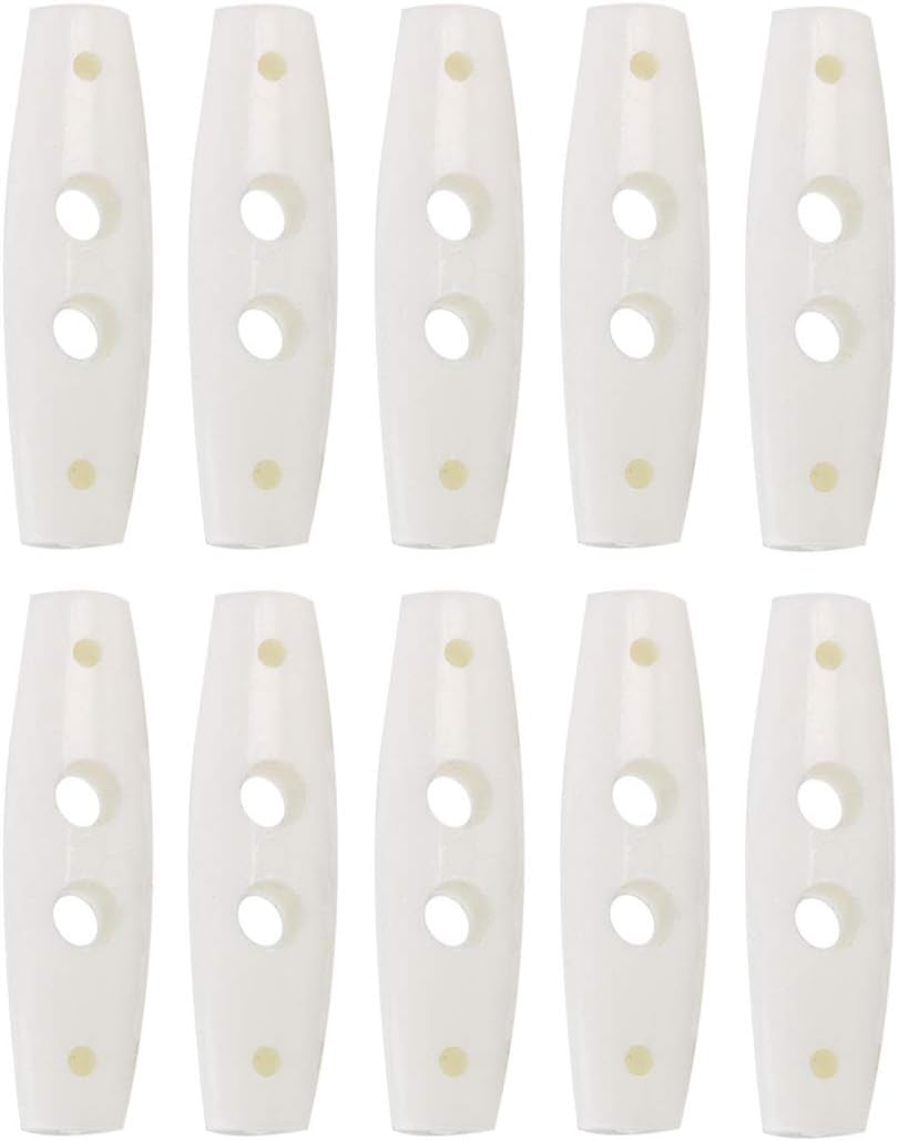 LinkMejor Plastic Olive Shape Buttons 2 Holes Scrapbooking Sewing Toggle 38mm Length 10pcs