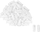 LinkMejor 100pcs Spring Cord Locks Plastic End Stopper Double Holes Toggle Fastener Rope End for Drawstrings, Shoelaces, Tent, Tie-Downs, White