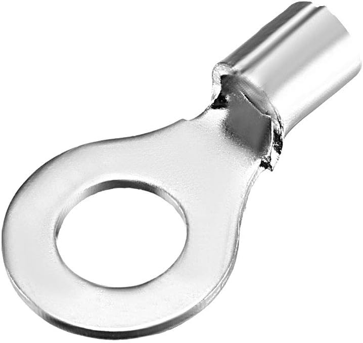 Copper Wire Lugs,14-12AWG RNB3.5-6,Bolt Hole,Battery Cable Ends Eyelets Crimp Tubular Ring Terminals Connectors Silver Tone 10Pcs