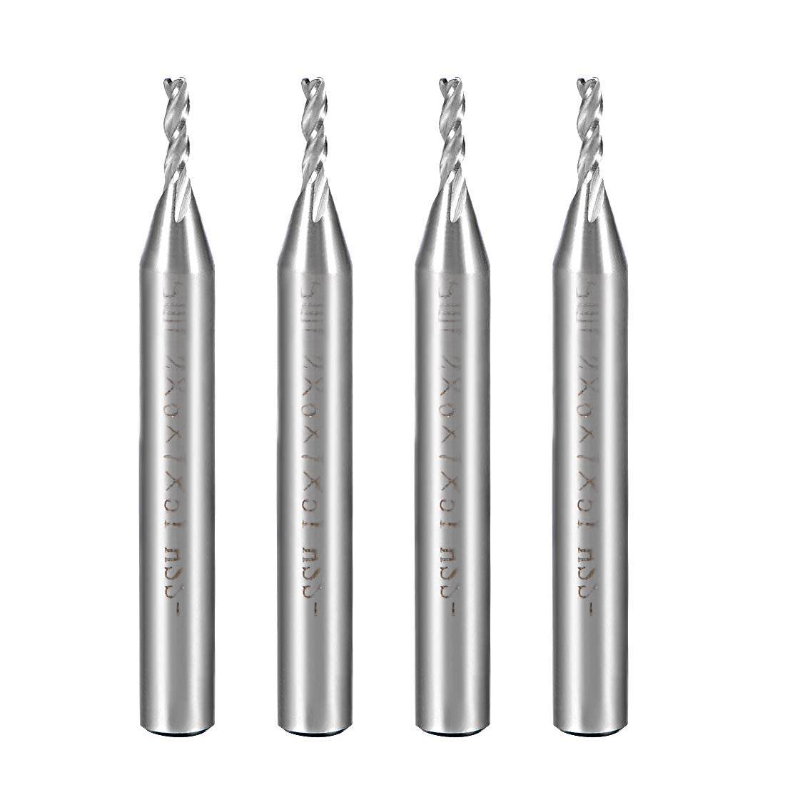4PCS High Speed Steel HSS-AL 3 Flute Straight End Mill Cutter CNC Router Bits, 2 x 6 x 7mm