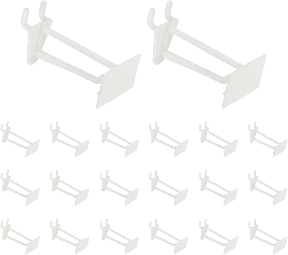 20 Pcs Pegboard Hooks, 3 Inch Durable Plastic Pegboard Display Hooks Peg Board Organizer Accessories for Shop Craft Tool Organization Wall Storage Gridwall, White