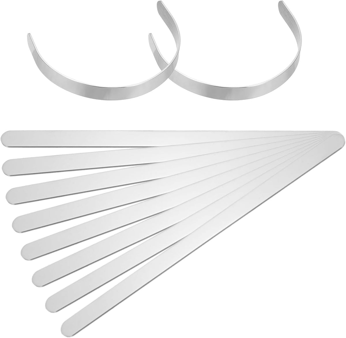 10Pcs Bracelet Blanks, 3/8 x 6inch Cuff Bangle Blanks Stainless Steel for DIY Jewelry Making(Silver, 1mm Thick)