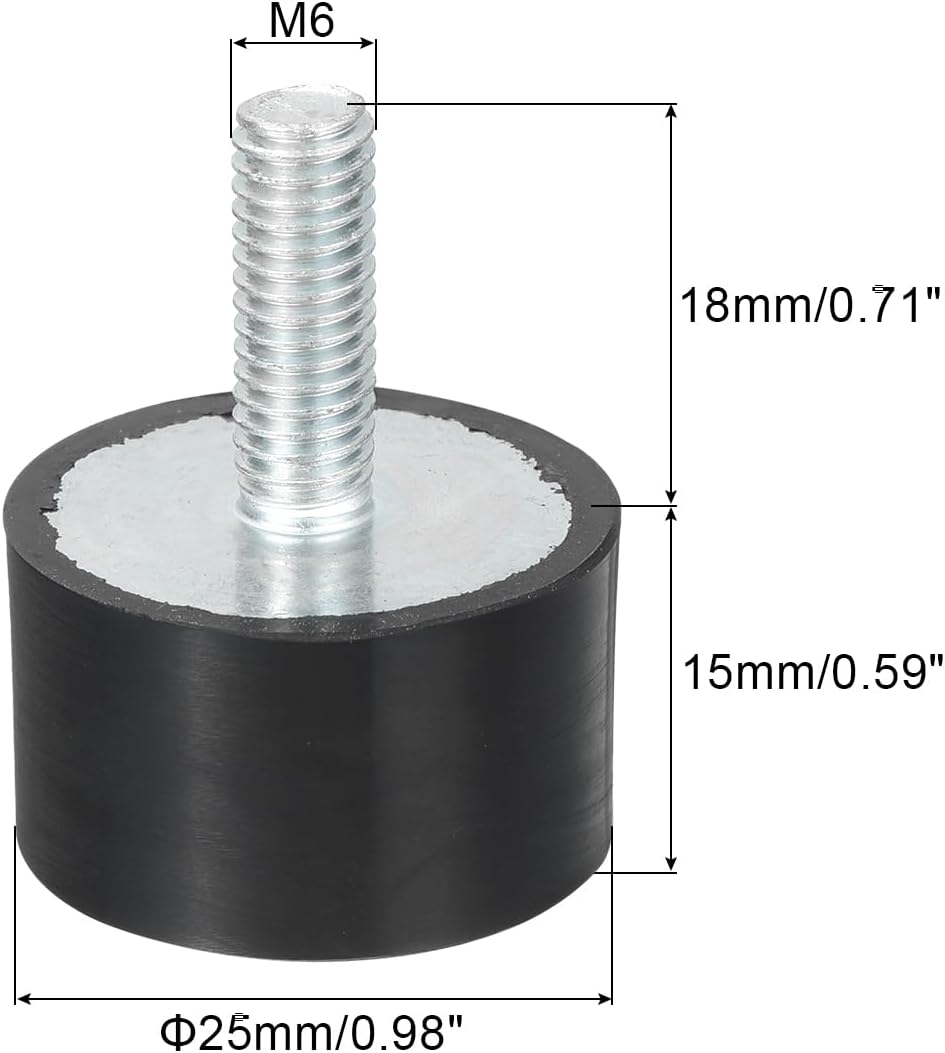 M5スレッドゴムマウント、振動隔離器、20x15mmの円筒シェイクアブソーバー付きスタッド 8個