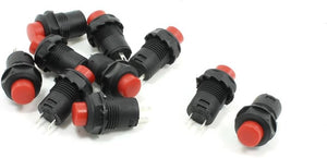 10 Pcs Momentary Action SPST Round Red Push Button Switch AC 125V 3A