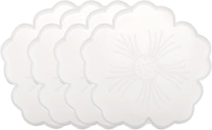 4pcs Flower Coaster Molds for Epoxy Resin Floral Silicone Epoxy Resin Coaster Molds for Making DIY Craft Project, Candle Holder, Home Decor, White