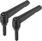 M8 x 32mm Handle Adjustable Clamping Lever Thread Push Button Ratchet Male Threaded Stud Knobs Rotating Screw Handles Bolts with Locking Lever Black 2pcs