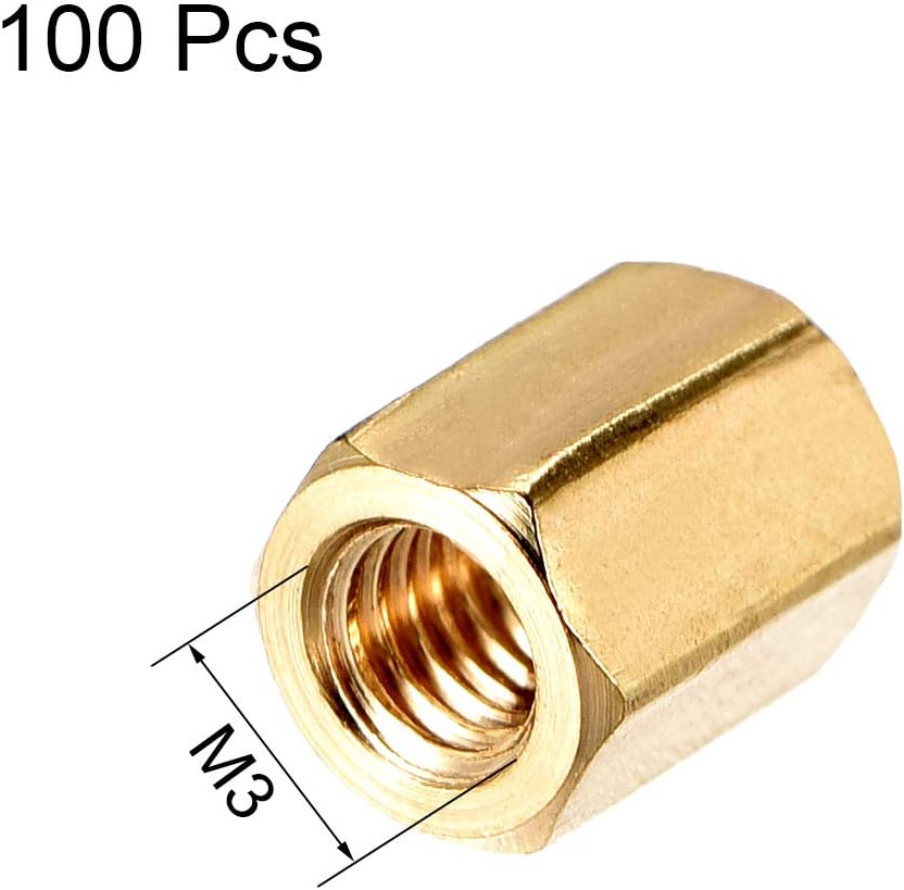 M3x6mm Vrouwelijke Gespind Steun Schuifruimte Koper Hex Koppeling Moer, 100 Stks