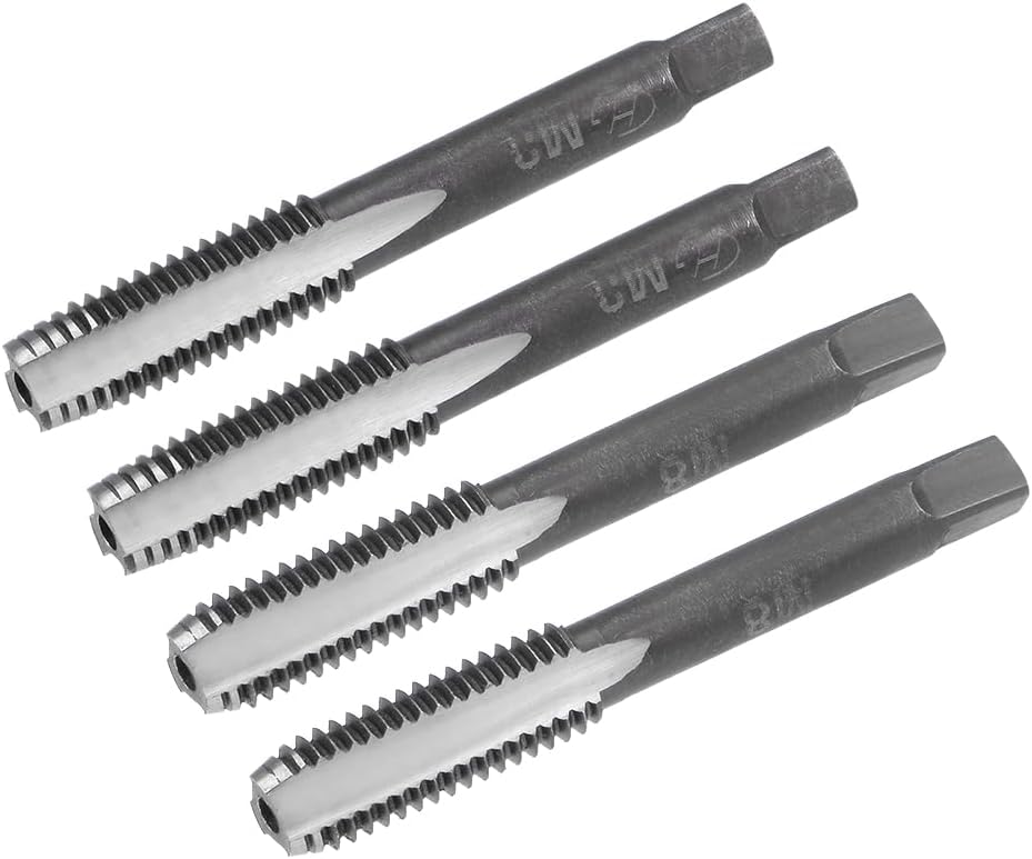 Metric Hand Tap M8 Thread 1.25 Pitch 3 Straight Flutes H2 Alloy Tool Steel Bottom & Taper Screw Tap Set Tapping Tools for Repairing 2 Pairs