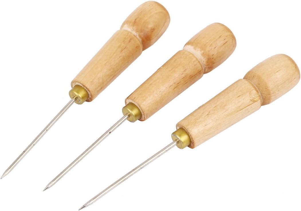 LinkMejor Tailor Sew Straight Tip Needle Sewing Pricker Awl Tool 2.5mm Dia 3pcs