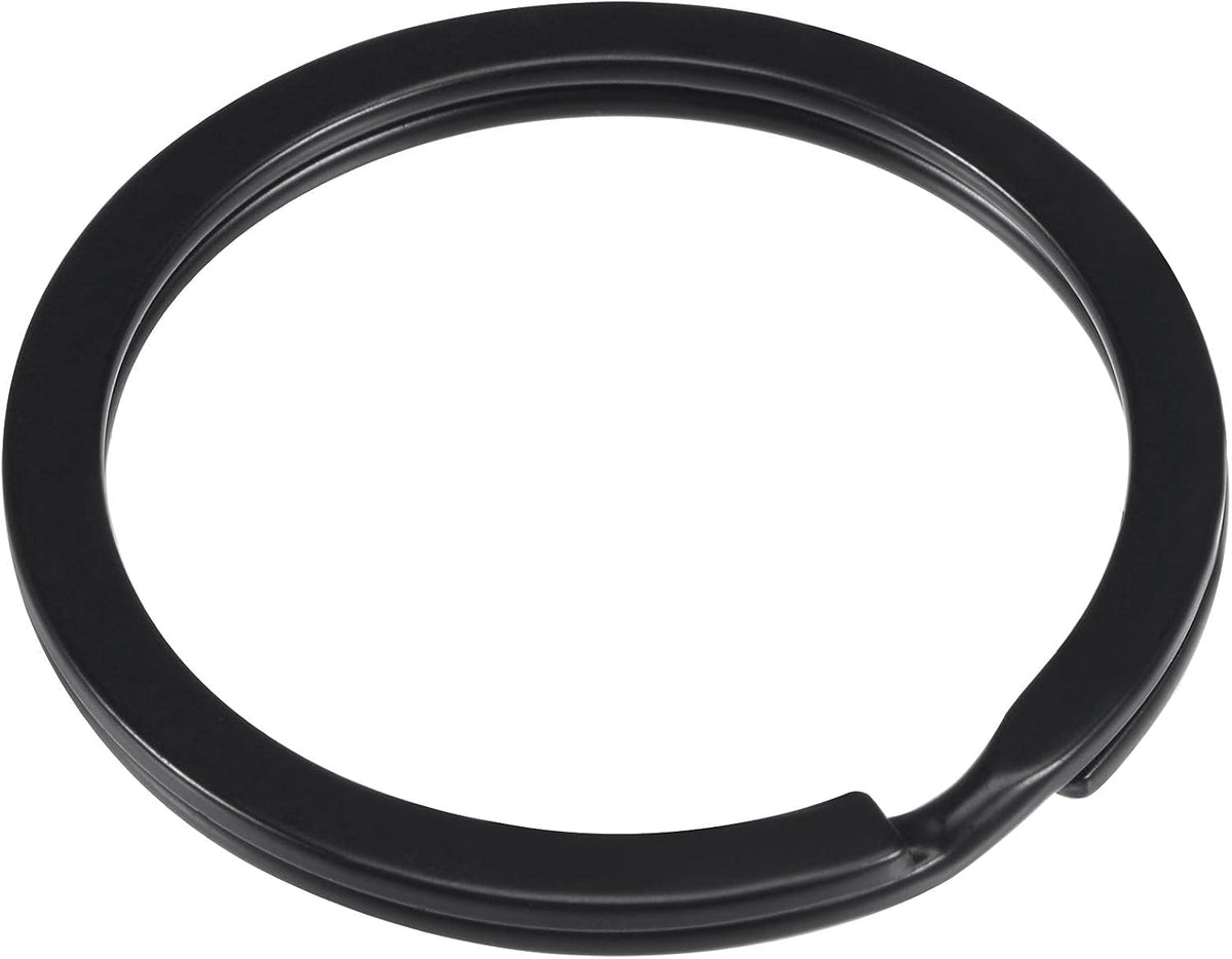 LinkMejor Split Key Ring 35mm Open Flat Jump Connector for Lanyard Zipper Handbag, Electrophoretic Paint Iron, Pack of 20