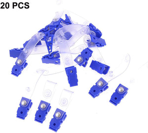 Plastikausweishalter Badge Gürtelschlaufe Clipschnalle, 20 Stück, Blau Klar