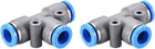 Push to Connect Air Fittings T Type Tee Tube Connect 8mm OD Grey Push Lock 2Pcs