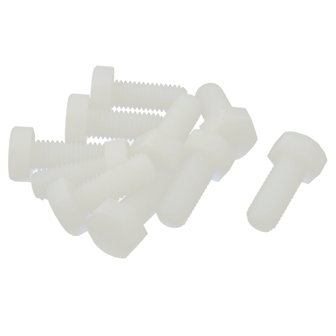 Hexagon M10 x 25mm Nylon Plastic Screw Threaded Pack of 10PCS