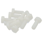 Hexagon M10 x 25mm Nylon Plastic Screw Threaded Pack of 10PCS