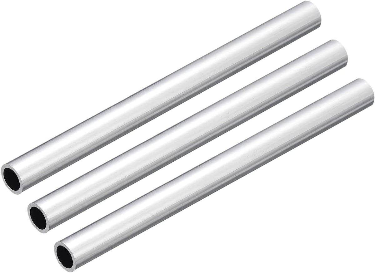 6063 Aluminum Round Tube, 8mm OD 6mm Inner Dia 100mm Length Pipe Tubing for Industry DIY Projects, 3 Pcs