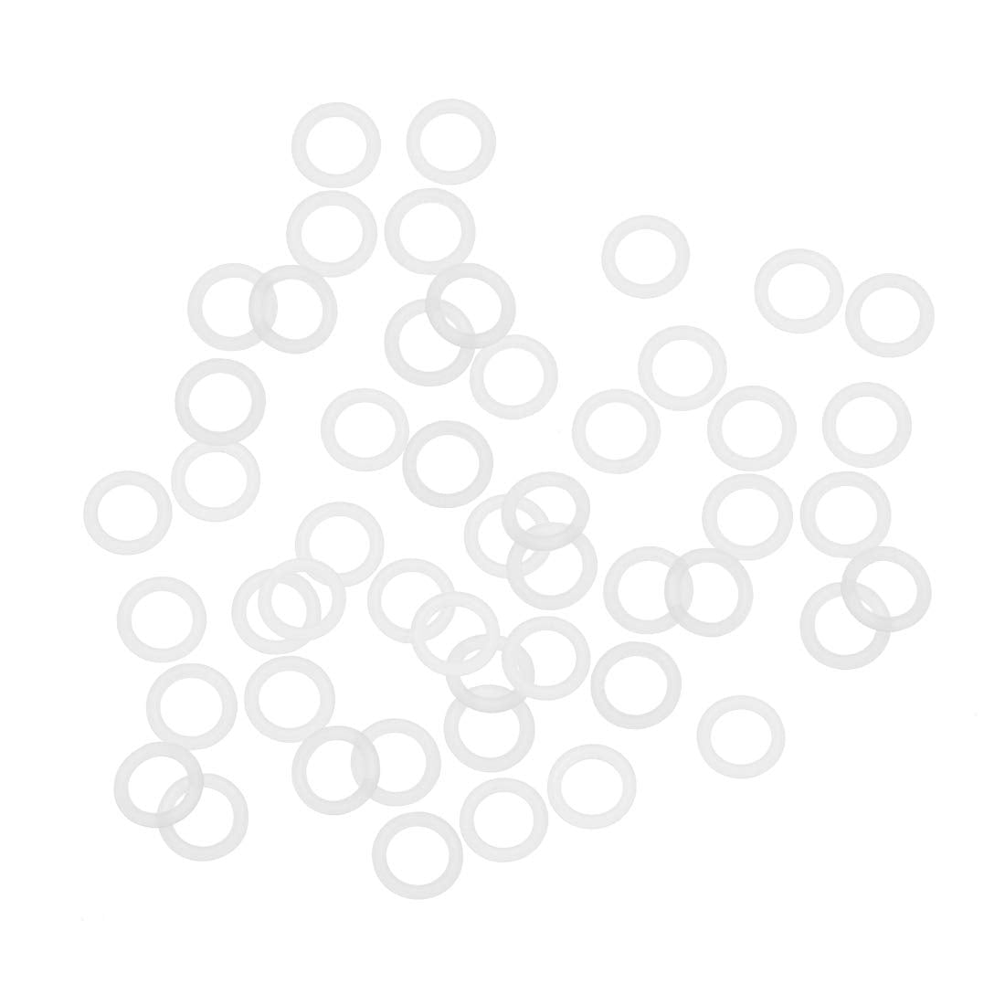 Silicone O-Rings, 9mm OD 6mm ID 1.5mm Width VMQ Seal Gasket for Compressor Valves Pipe Repair, White, Pack of 50