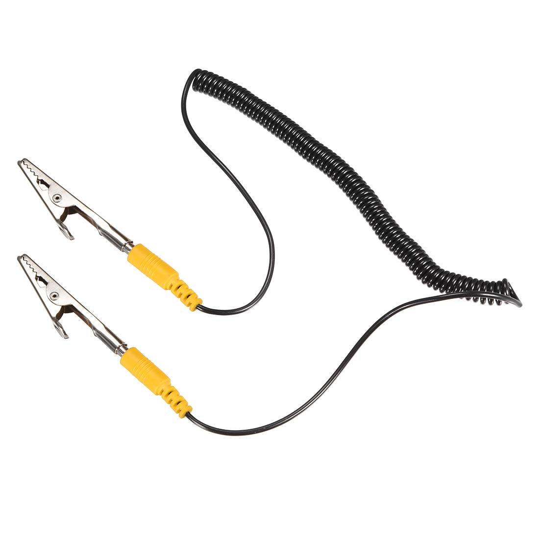Anti-Static ESD Grounding Cable Coiled Cord, with Double Alligator Clip Claw 4pcs