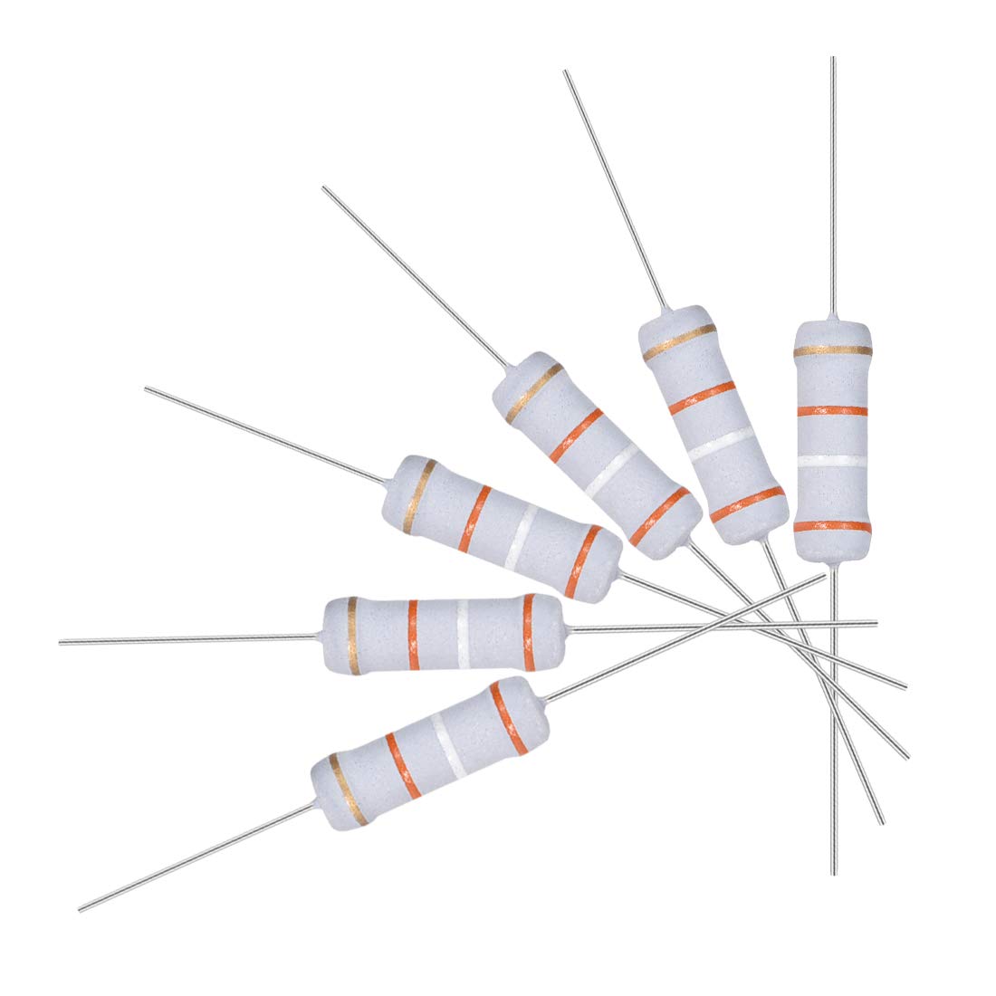 100Pcs 39K Ohm Resistor, 2W 5% Tolerance Metal Oxide Film Resistors, Axial Lead, Flame Proof for DIY Electronic Projects and Experiments