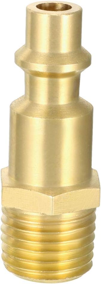 High-Flow Plug, Brass Quick Coupler Plug Air Hose Fitting Quick-Connect Fitting, 1/4" NPT Male Plug