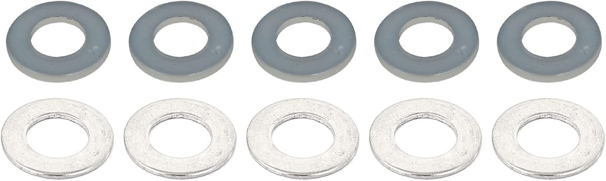 Round Flat Washer, M5x10mmx0.5mm 304 Stainless Steel 100pcs and M5x10mmx1mm Nylon 100pcs