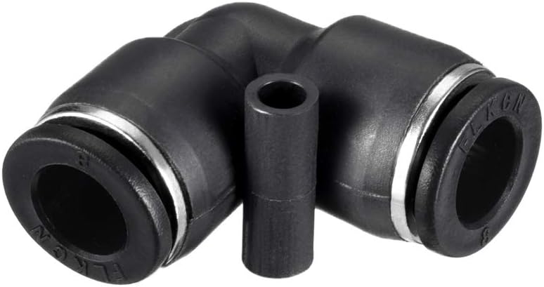 Plastic Elbow Push to Connect Tube Fitting 8mm Tube OD Pneumatic Air Push Fit Lock Fitting Black 2pcs