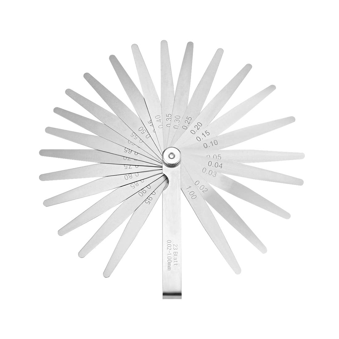 Metric Thickness Feeler Gauge 0.02-1.00mm 23 Blades Mn Steel Measuring Tool for Gap Width