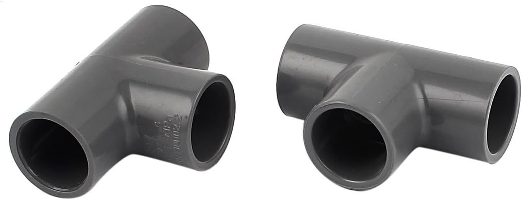 T Shape 3 Way Pipe Tube Fitting Connector 20mm Inner Dia Gray 2Pcs