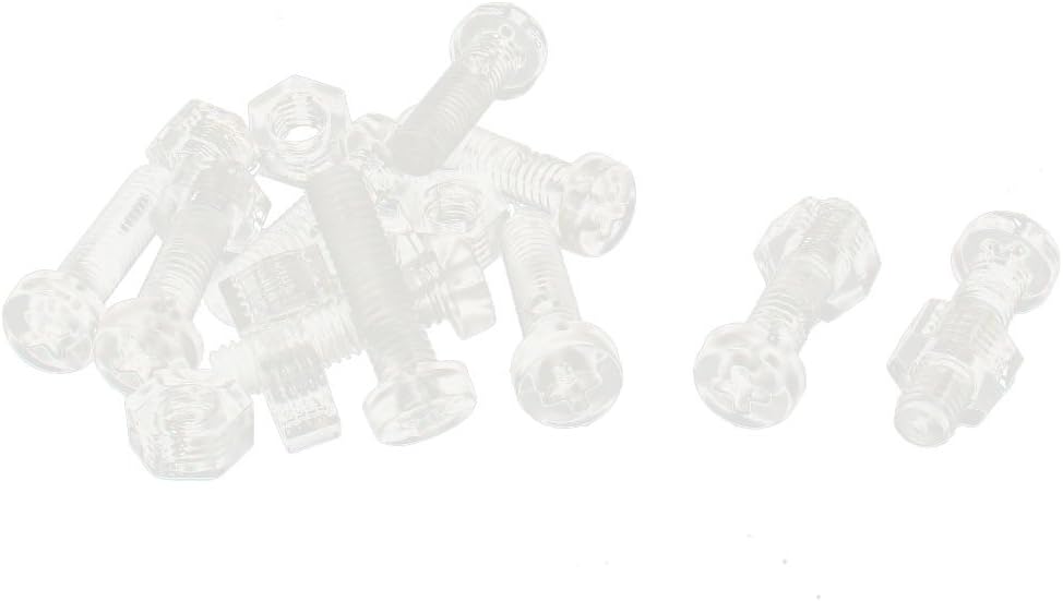 M4 x 16mm Plastic Hex Nuts Phillips Pan Head Screw Bolt Clear 10pcs