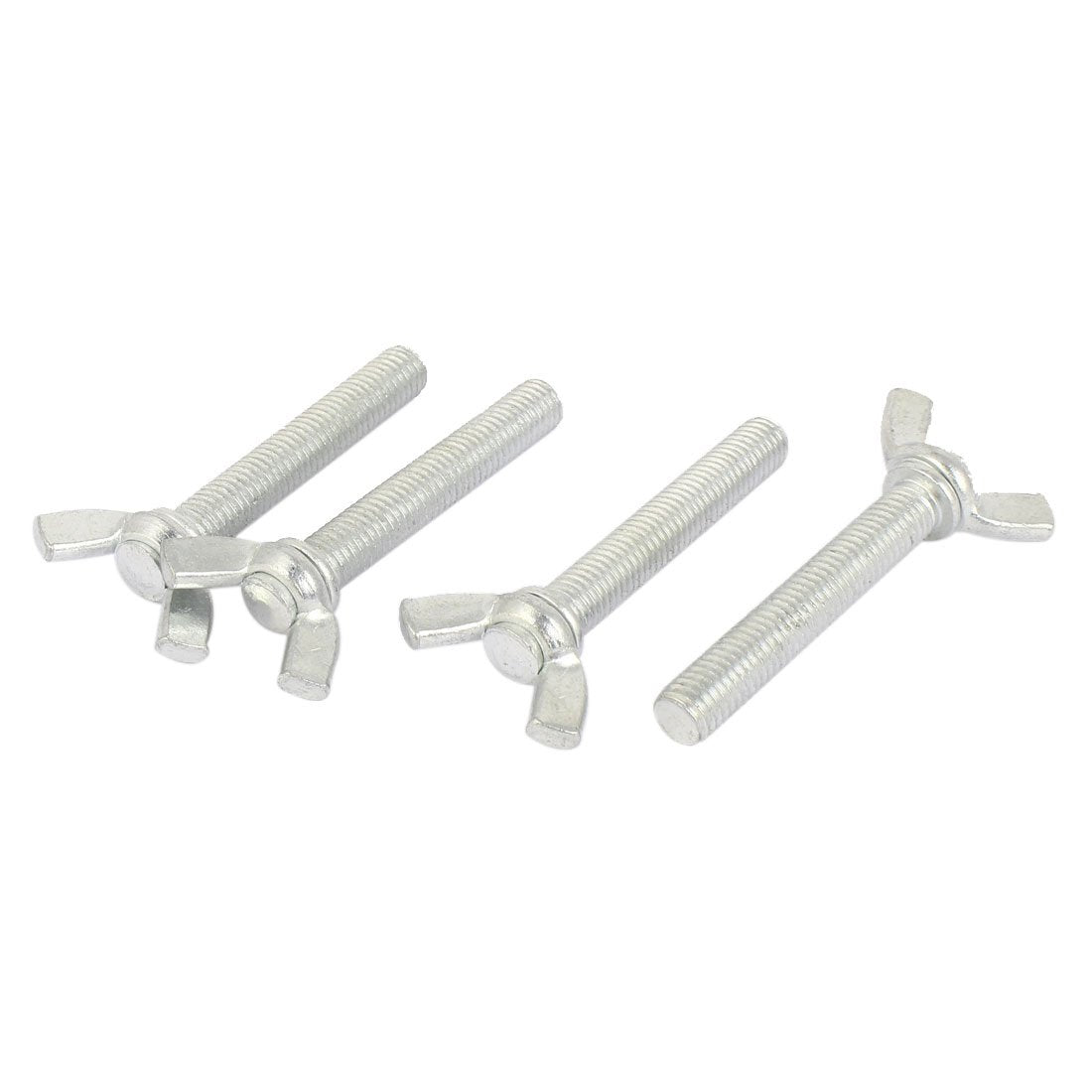 M10x60mm Carbon Steel Wing Butterfly Screw Bolt Silver Tone 4pcs