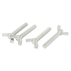M10x60mm Carbon Steel Wing Butterfly Screw Bolt Silver Tone 4pcs
