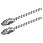 Tungsten Carbide Rotary Files 3/32" Shank, Double Cut Flame Shape Rotary Burrs Tool 6mm Dia, for Die Grinder Drill Bit Wood Soft Metal Carving Polishing Model Engineering, 2pcs