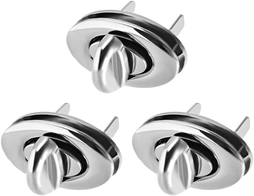 LinkMejor 3 Sets Oval Purses Twist Lock 33mm X 19mm Clutches Closures for DIY Bag Making - Silver