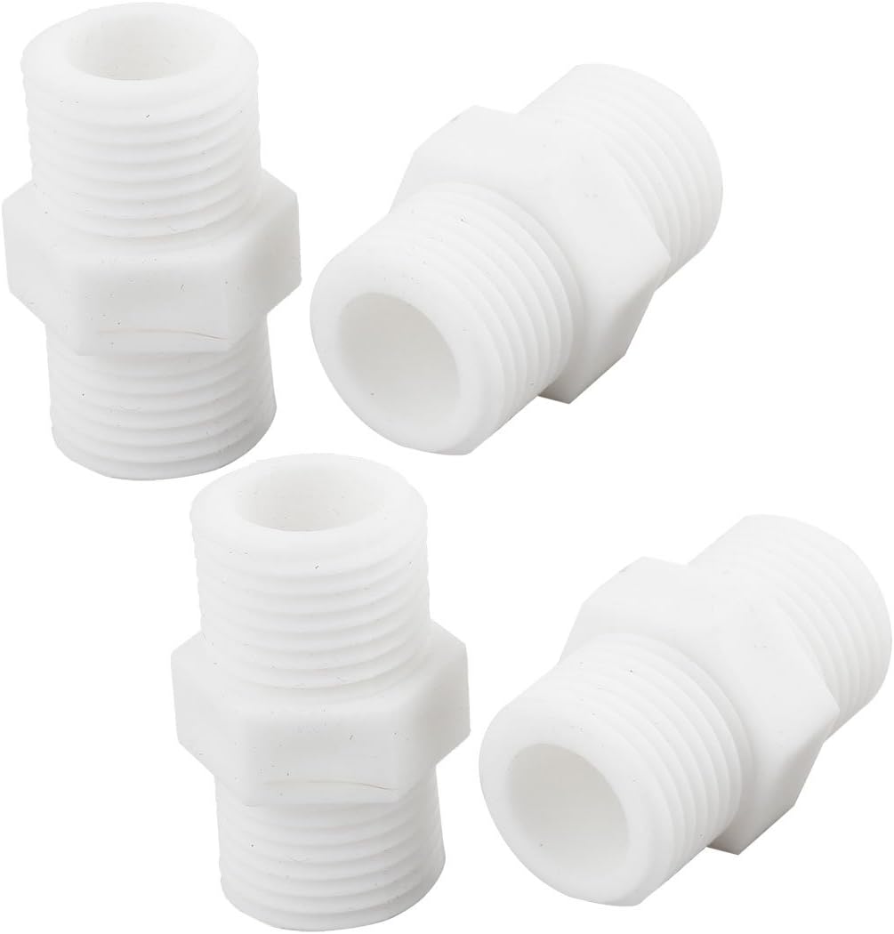 4 Pcs Plastic Piping Hose Fitting Straight Connector 1/2PT to 1/2PT