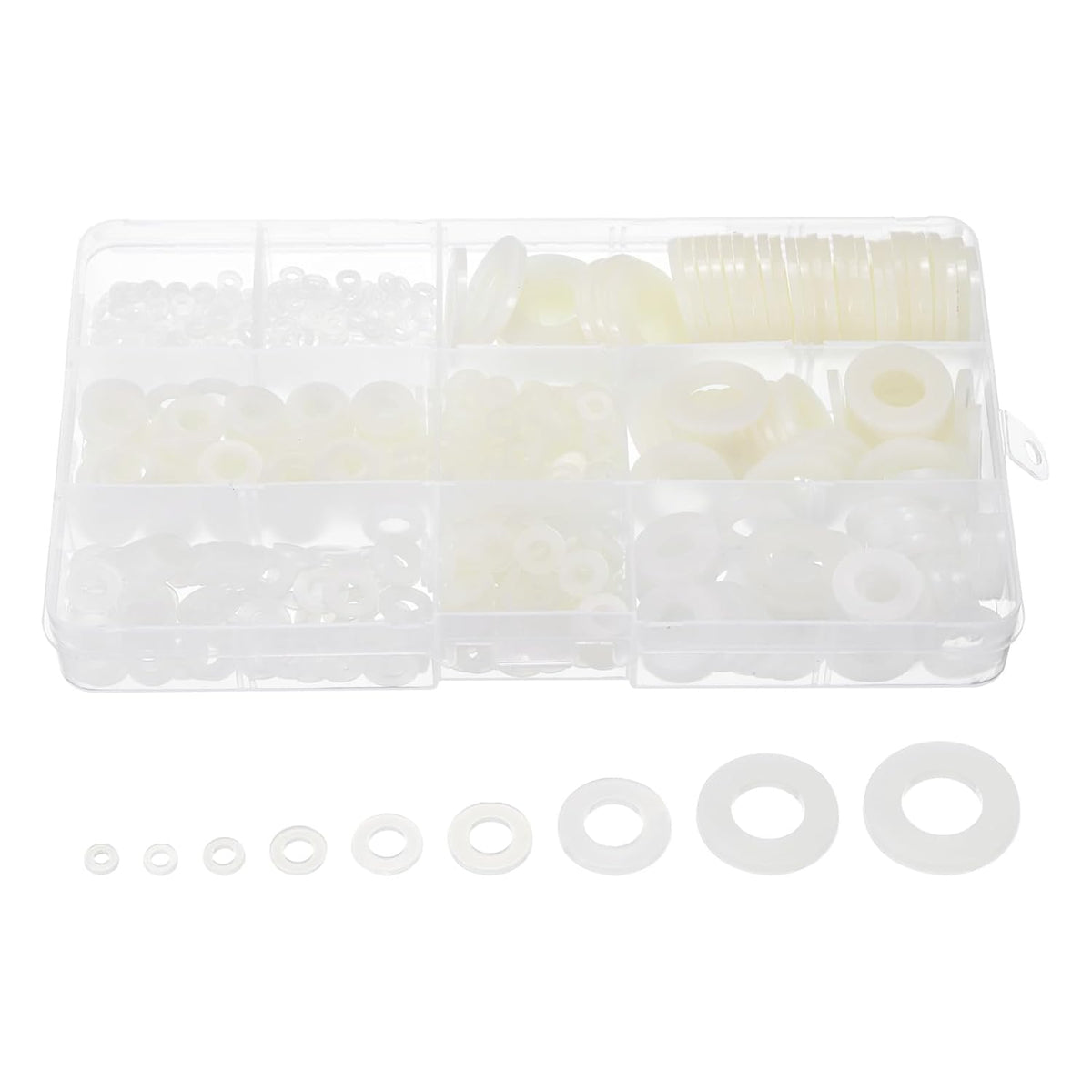 765pcs Rubber Flat Washer Gasket Assortment M2-M12, Bolts Spacers 9 Sizes Washers Flat Gasket for Faucet or Plumbing White