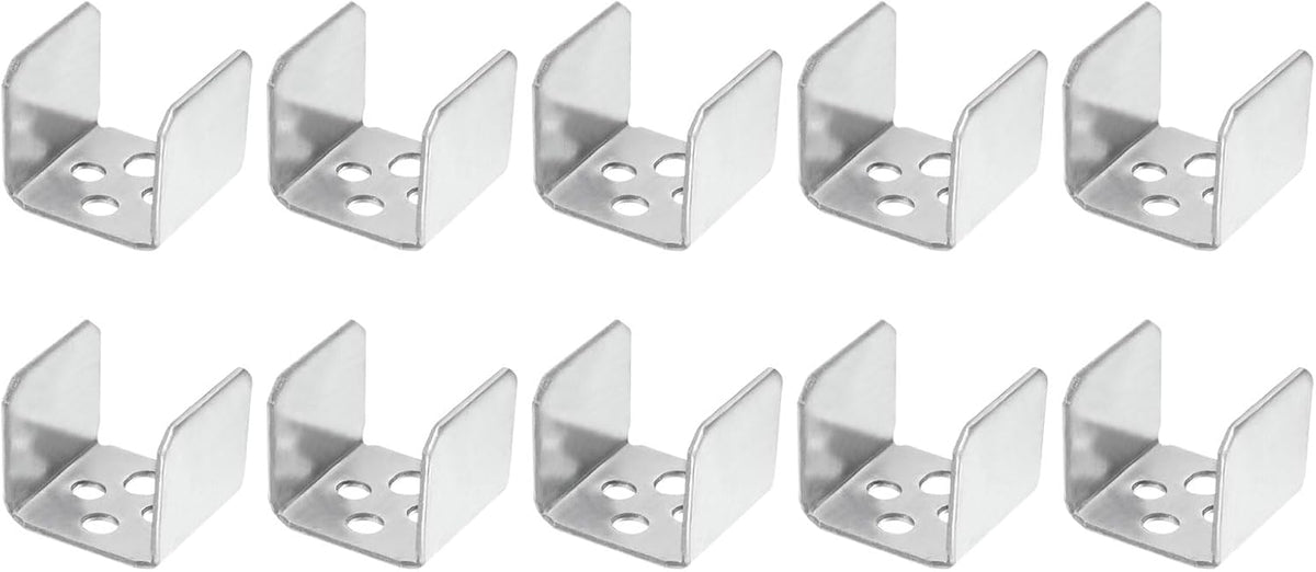 10 Pcs U Bracket for 1.06 Panels, 28 x 27 x 26mm Metal U Shaped Fasteners Brackets for Guardrail or Partitions Connection, Silver