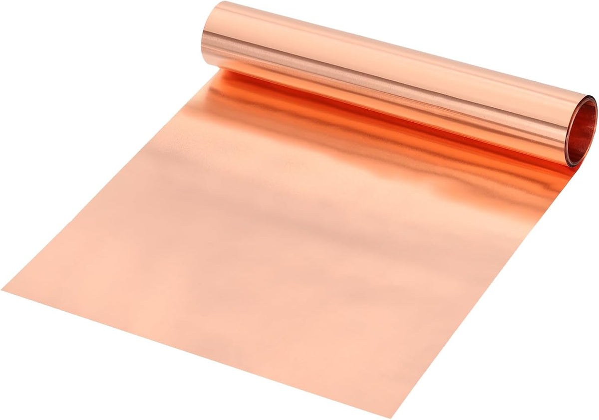 Copper Sheet Roll, 1000 x 200 x 0.02 mm 99.9% Pure Copper Strip with White Cotton Gloves, Copper Flashing Metal Foil Plate for Crafting, Electricity, DIY Project
