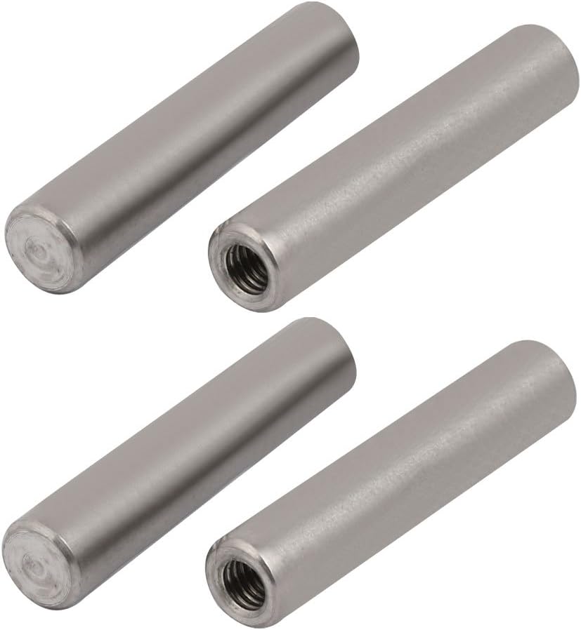 304 Stainless Steel M6 Female Thread 10mm x 50mm Cylindrical Dowel Pin 4pcs