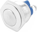 Panel Mount SPST Momentary Round Flat Metal Push Button Switch 16mm