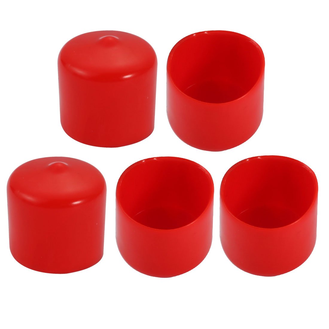 5Pcs 25mm Inner Dia PVC Flexible Vinyl End Cap Screw Thread Protector Cover Red