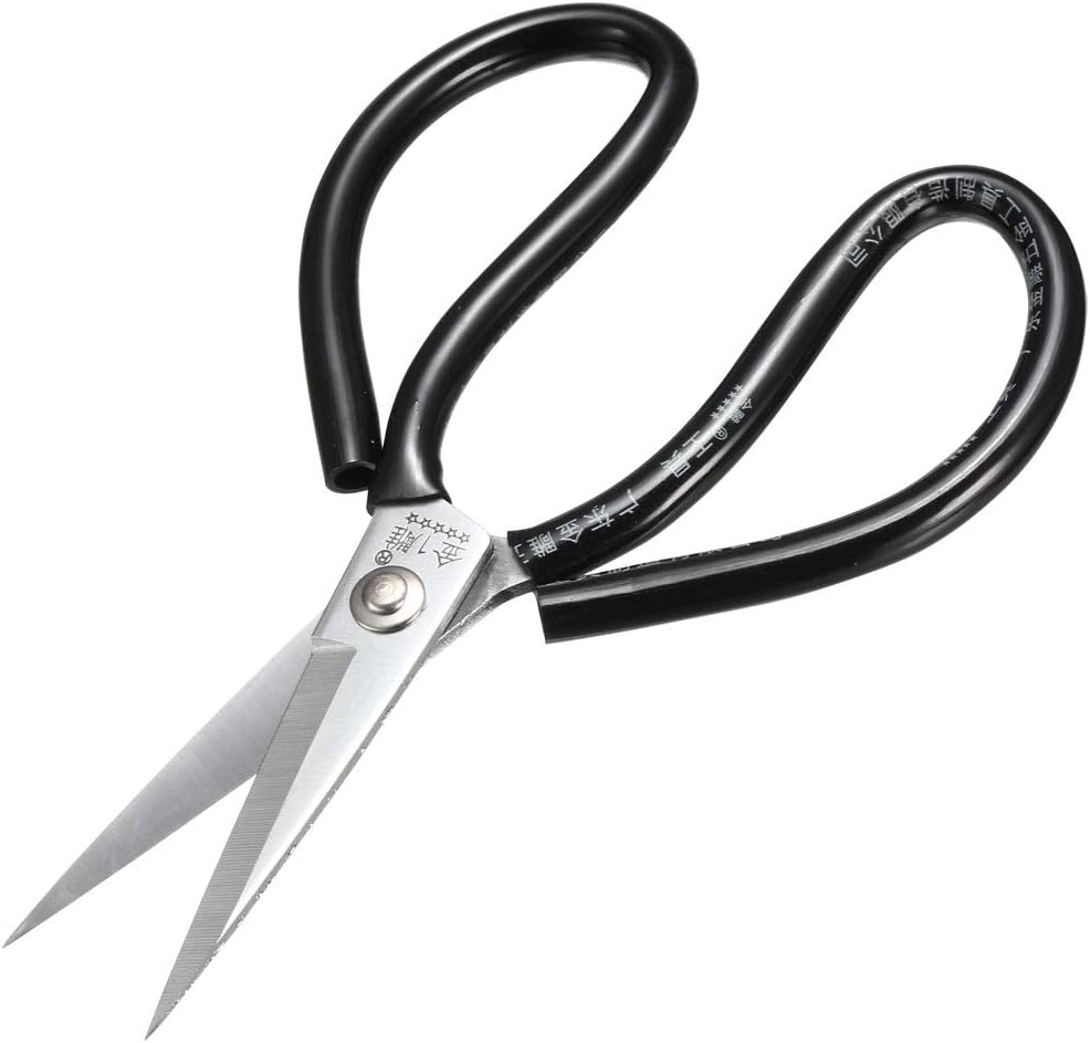 Curved Blades 200mm Length Alloy Steel Leather Scissors Soft Rubber Grip Scissor