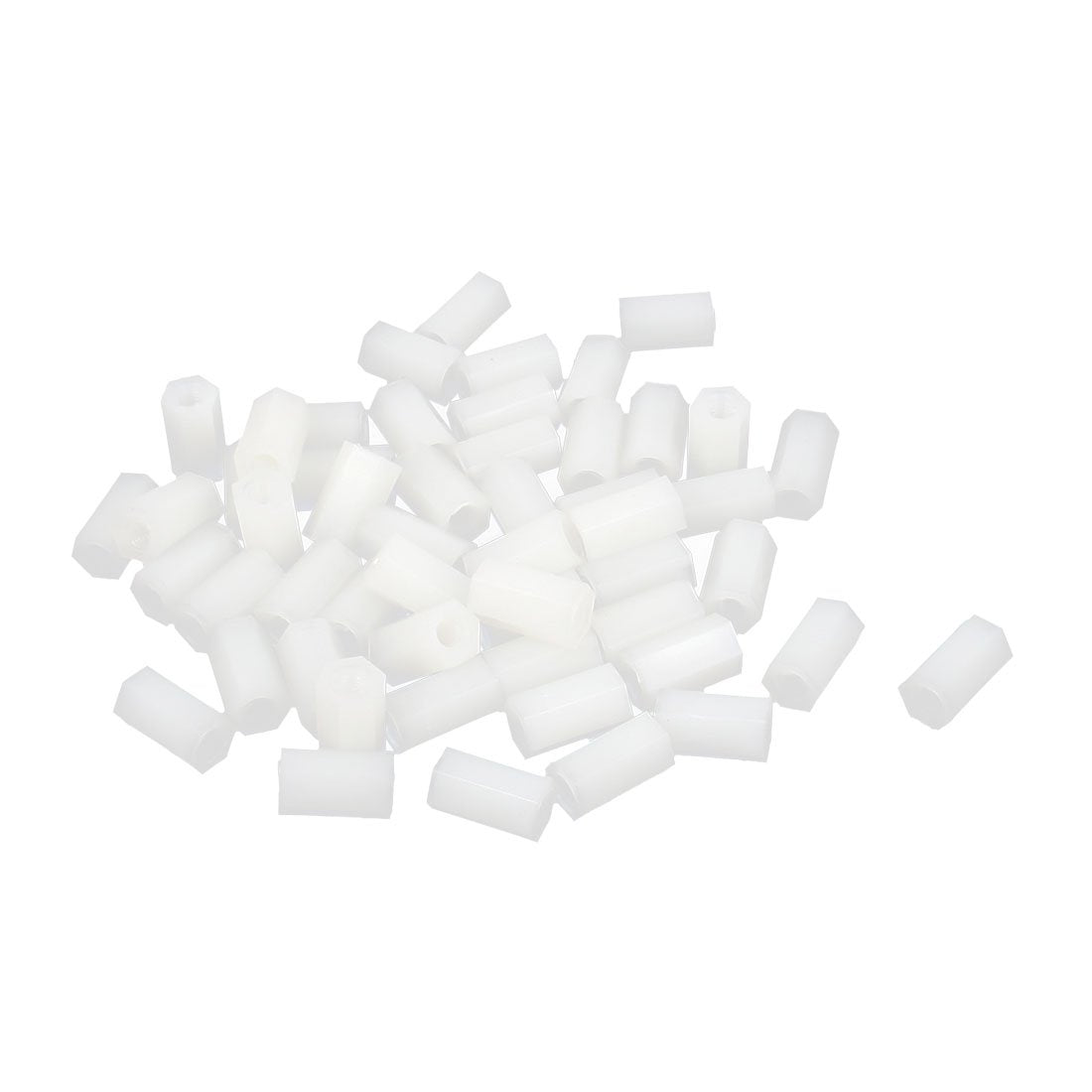 a15112300ux0434 M3x10 mm Nylon Hex Spacer Standoff Pillar Female Screw Nut Beige 50 Piece, 0.2" Width, 0.39" Length